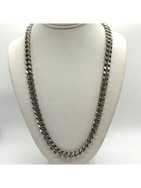 Men Heavy Stainless Steel Cuban Link Chain Silver Tone Miami Curb Necklace 24"
